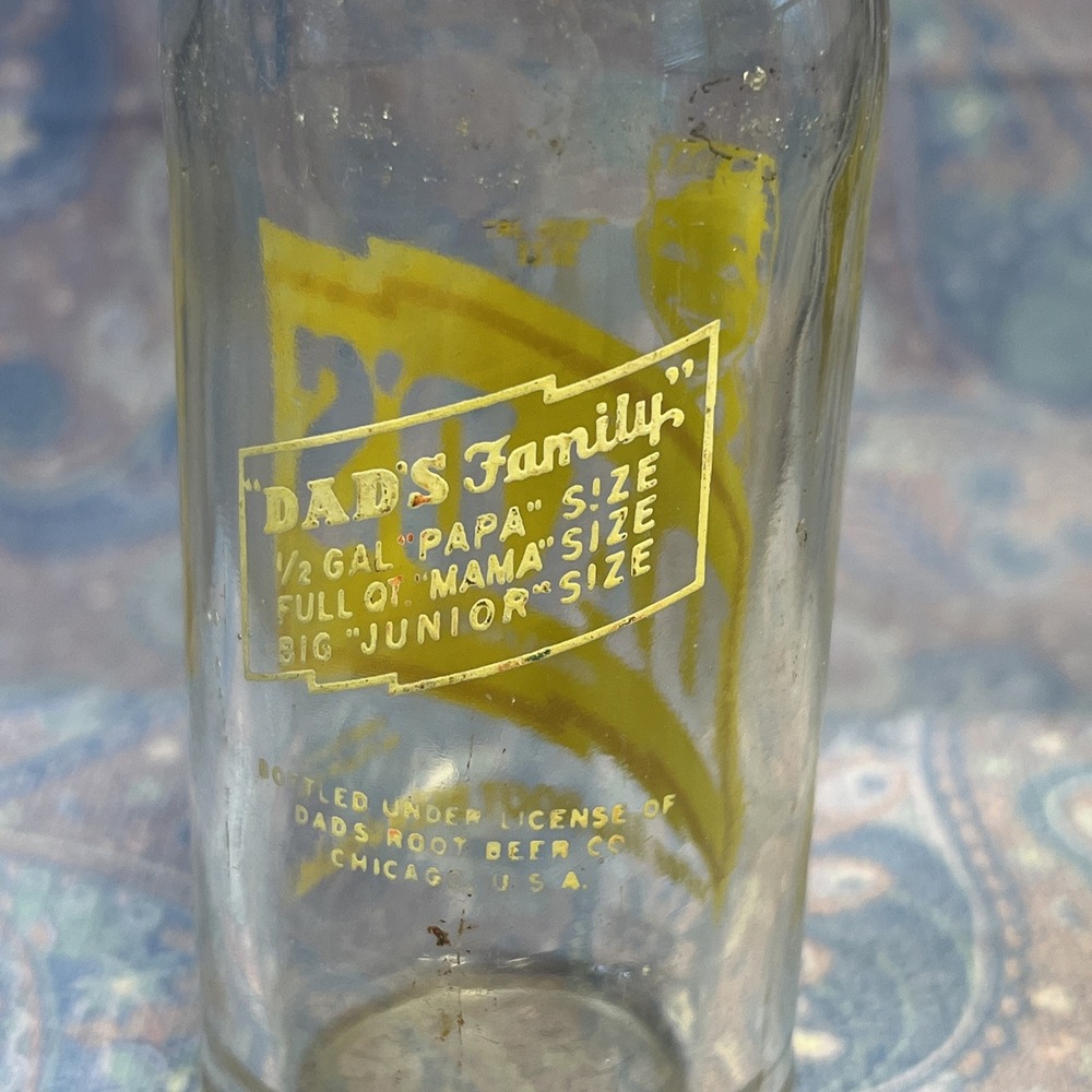 Vintage Dads Root Beer Glass Bottle Big Junior Size ACL Soda Collectible Chicago - Picture 6 of 11